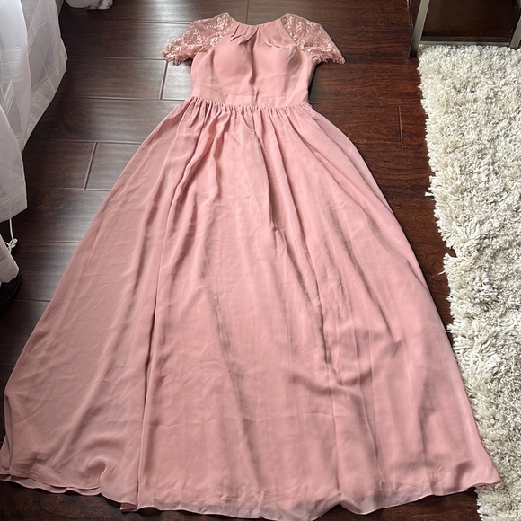JJ’s House Floor Length Dusty Rose Maxi Dress - Picture 6 of 9